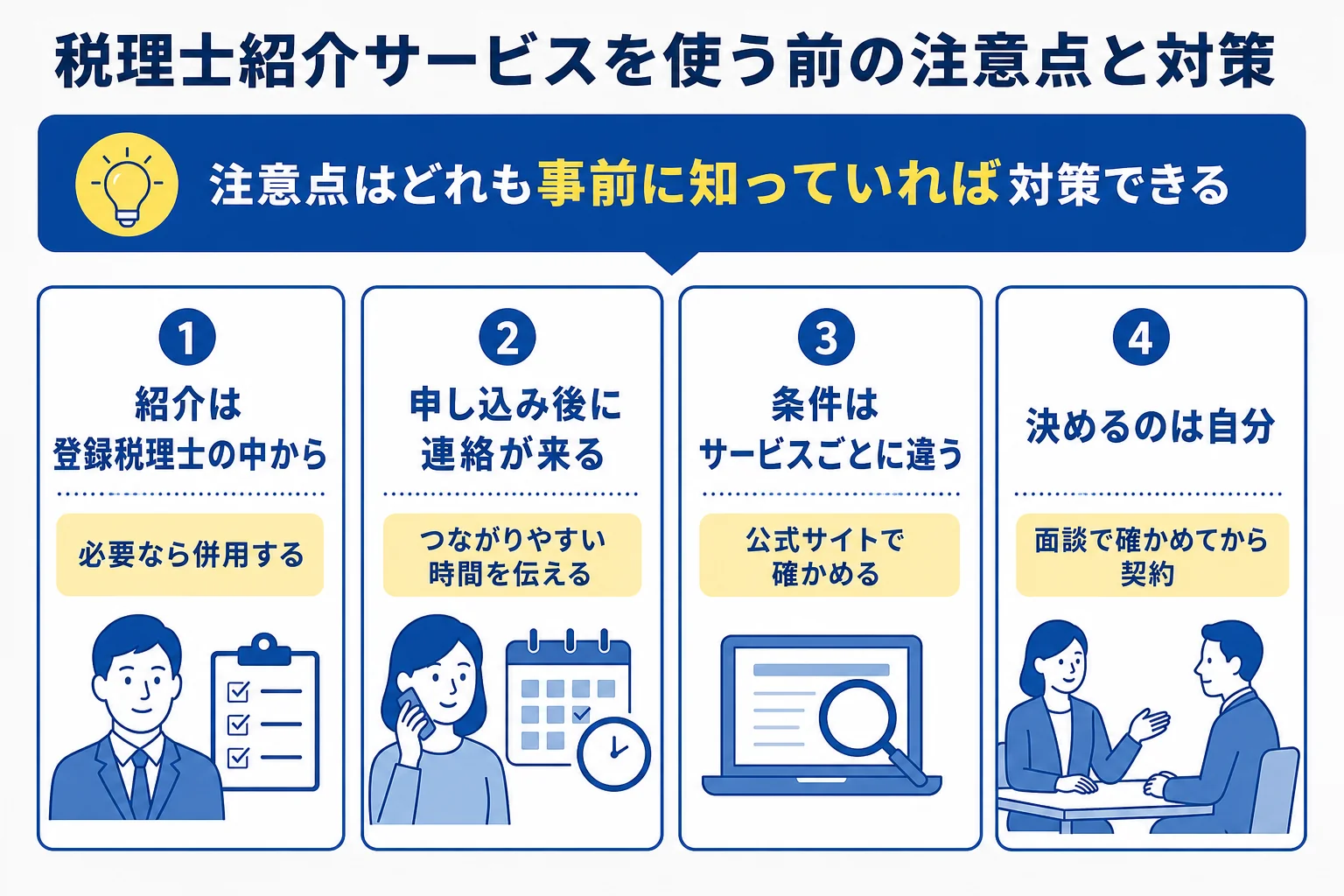 税理士紹介サービスを使う前の注意点と対策の図解