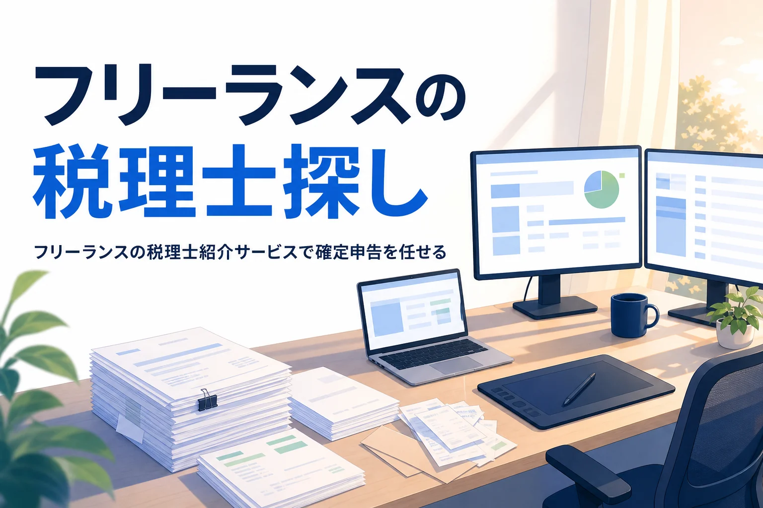 フリーランスが税理士紹介サービスで確定申告を任せる税理士を探すイメージ