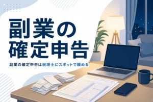会社員が副業の確定申告を税理士に頼むイメージ