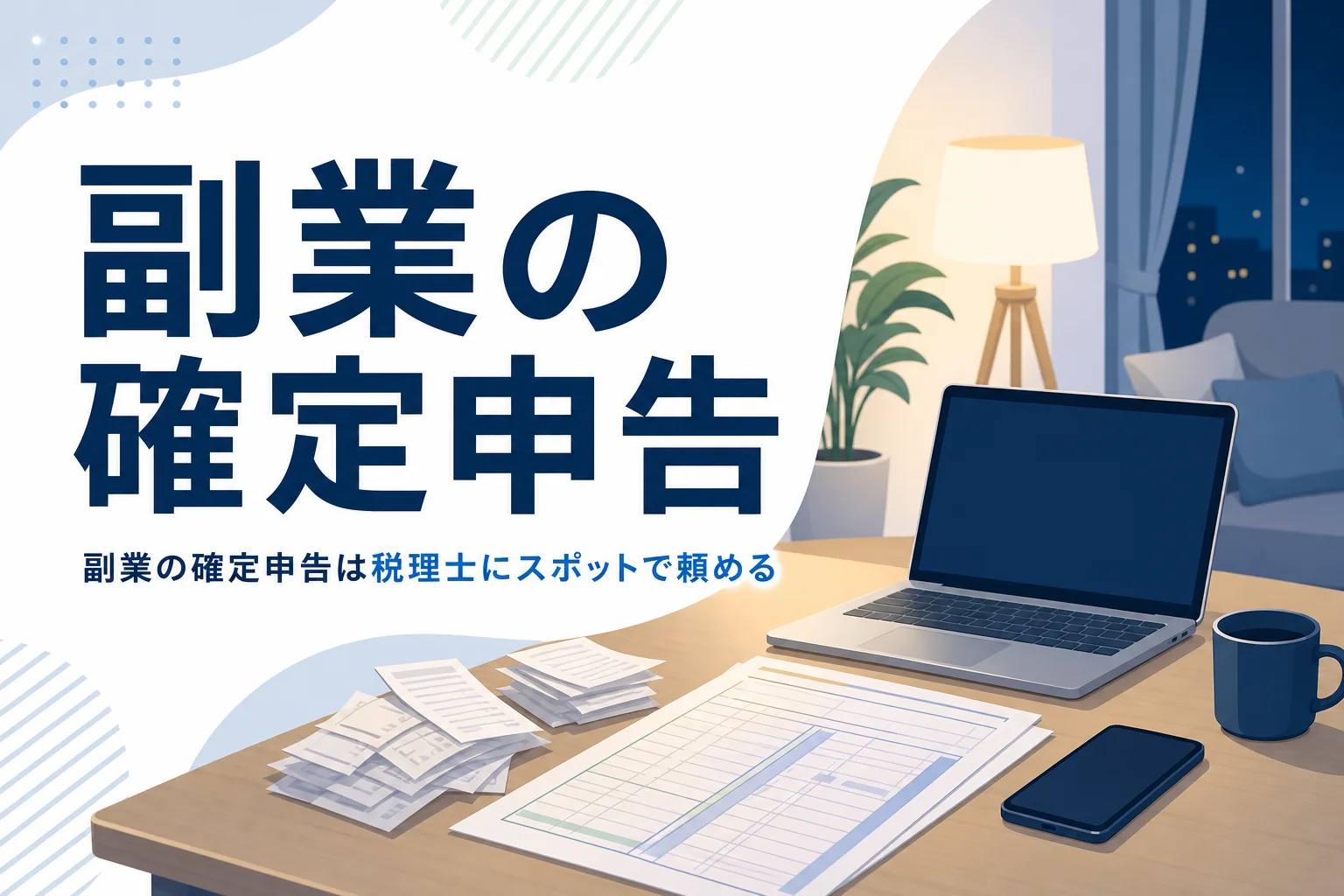 会社員が副業の確定申告を税理士に頼むイメージ