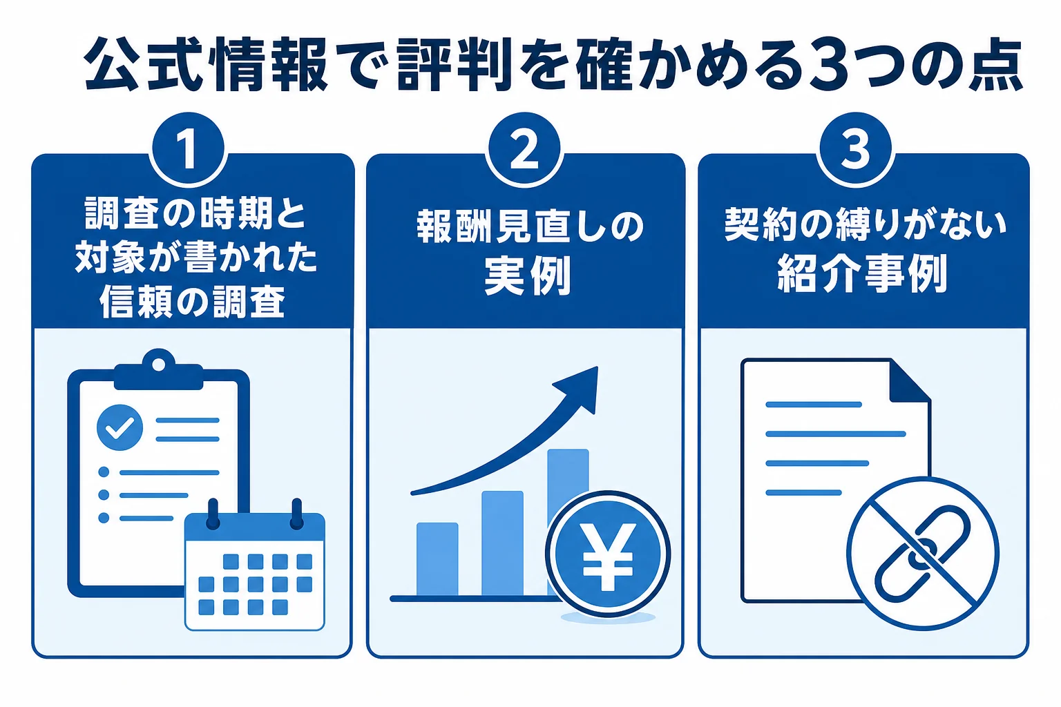 税理士ドットコムの評判を公式情報で確かめる3つのポイントの図解